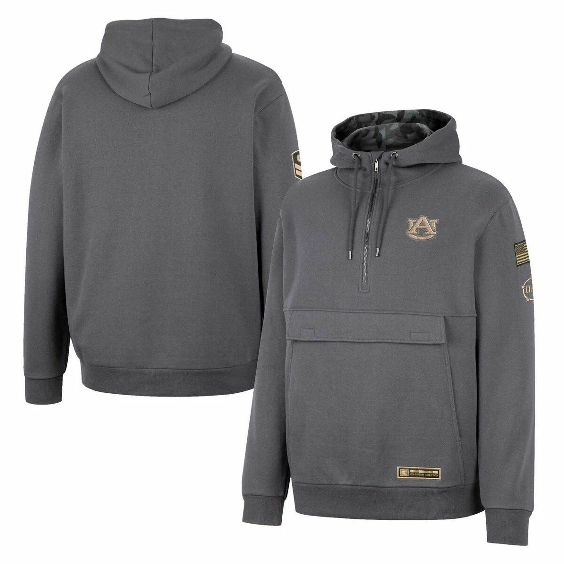 Colosseum Men's Charcoal Auburn Tigers OHT Military Appreciation Quarter-Zip Hoodie 2 Colosseum Men's Charcoal Auburn Tigers OHT Military Appreciation Quarter-Zip Hoodie - Image 2