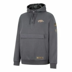 Colosseum Men's Charcoal Arkansas Razorbacks OHT Military Appreciation Quarter-Zip Hoodie -Colosseum Shop DSCO1153009061 1904 ALT2