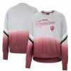 Colosseum Women's Gray Indiana Hoosiers Cue Cards Dip-Dye Raglan Pullover Sweatshirt