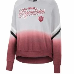Colosseum Women's Gray Indiana Hoosiers Cue Cards Dip-Dye Raglan Pullover Sweatshirt -Colosseum Shop DSCO1153011003 1927 ALT2