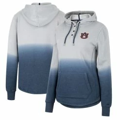 Colosseum Women's Gray/Navy Auburn Tigers Aurelia Dip-Dye Quarter-Snap Pullover Hoodie