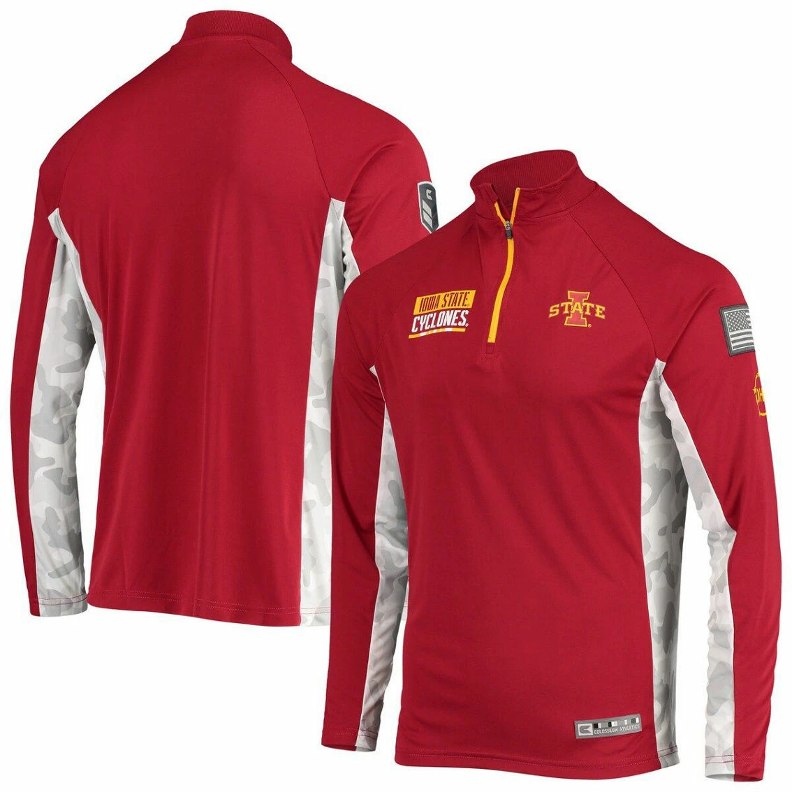 Colosseum Men's Cardinal Iowa State Cyclones OHT Military Appreciation Snow Cruise Raglan 1/4-Zip Jacket 2 Colosseum Men's Cardinal Iowa State Cyclones OHT Military Appreciation Snow Cruise Raglan 1/4-Zip Jacket - Image 2