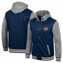 Men's Colosseum Navy Auburn Tigers Robinson Hoodie Full-Snap Jacket