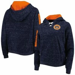 Colosseum Women's Navy Auburn Tigers The Devil Speckle Lace-Placket Raglan Pullover Hoodie