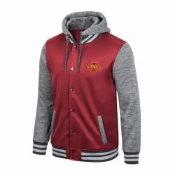 Colosseum Men's Cardinal Iowa State Cyclones Robinson Hoodie Full-Snap Jacket -Colosseum Shop DSCO1153019099 4633 ALT2