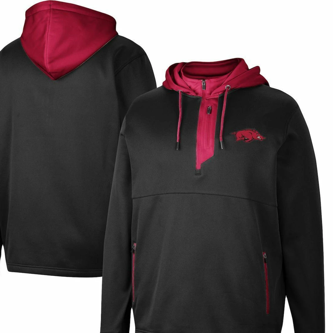 Colosseum Men's Black Arkansas Razorbacks Luge 3.0 Quarter-Zip Hoodie 2 Colosseum Men's Black Arkansas Razorbacks Luge 3.0 Quarter-Zip Hoodie - Image 2