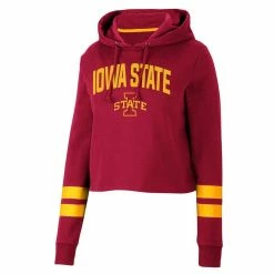 Colosseum Women's Cardinal Iowa State Cyclones Throwback Stripe Cropped Pullover Hoodie -Colosseum Shop DSCO1153021260 4633 ALT2