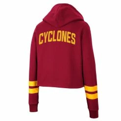 Colosseum Women's Cardinal Iowa State Cyclones Throwback Stripe Cropped Pullover Hoodie -Colosseum Shop DSCO1153021260 4633 ALT3