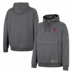 Colosseum Men's Charcoal Indiana Hoosiers OHT Military Appreciation Quarter-Zip Hoodie