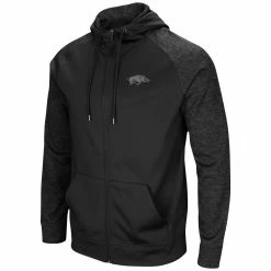 Colosseum Men's Black Arkansas Razorbacks Blackout 3.0 Tonal Raglan Full-Zip Hoodie -Colosseum Shop DSCO1153023247 1007 ALT2