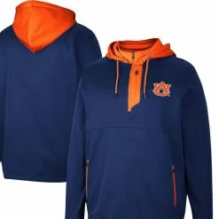 Colosseum Men's Navy Auburn Tigers Luge 3.0 Quarter-Zip Hoodie