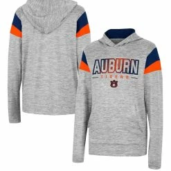 Colosseum Youth Heather Gray Auburn Tigers Tartookas Long Sleeve Hoodie T-Shirt