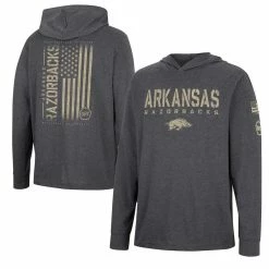Colosseum Men's Charcoal Arkansas Razorbacks Team OHT Military Appreciation Hoodie Long Sleeve T-Shirt