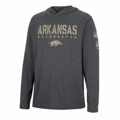 Colosseum Men's Charcoal Arkansas Razorbacks Team OHT Military Appreciation Hoodie Long Sleeve T-Shirt -Colosseum Shop DSCO1153024571 1007 ALT2