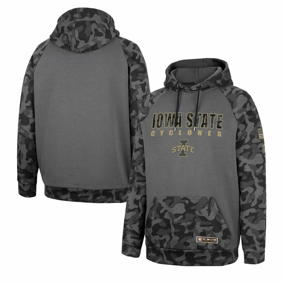 Colosseum Men's Charcoal Iowa State Cyclones OHT Military Appreciation Camo Stack Raglan Pullover Hoodie 2 Colosseum Men's Charcoal Iowa State Cyclones OHT Military Appreciation Camo Stack Raglan Pullover Hoodie - Image 2