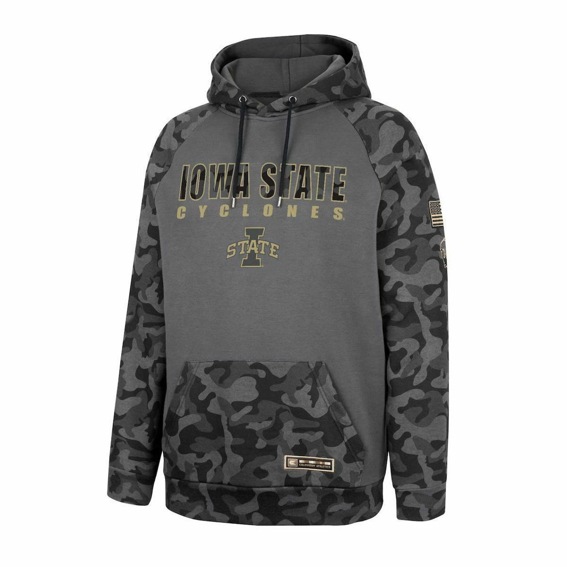Colosseum Men's Charcoal Iowa State Cyclones OHT Military Appreciation Camo Stack Raglan Pullover Hoodie 3 Colosseum Men's Charcoal Iowa State Cyclones OHT Military Appreciation Camo Stack Raglan Pullover Hoodie - Image 3