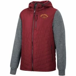 Colosseum Men's Cardinal/Charcoal Iowa State Cyclones Course Herringbone Full-Zip Hoodie -Colosseum Shop DSCO1155769658 4633 ALT2
