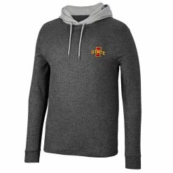 Colosseum Men's Black Iowa State Cyclones Ballot Waffle-Knit Thermal Long Sleeve Hoodie T-Shirt -Colosseum Shop DSCO1155769680 1007 ALT2
