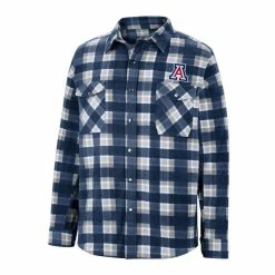 Men's Colosseum Navy/White Arizona Wildcats Ellis Plaid Full-Snap Shirt Jacket -Colosseum Shop DSCO1156132834 GZKZ ALT2