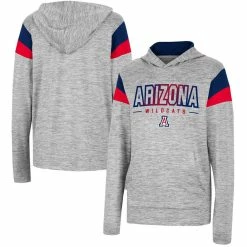 Colosseum Youth Heather Gray Arizona Wildcats Tartookas Long Sleeve Hoodie T-Shirt