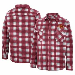 Men's Colosseum Cardinal/White Iowa State Cyclones Ellis Plaid Full-Snap Shirt Jacket