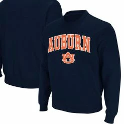 Men's Colosseum Navy Auburn Tigers Arch & Logo Crew Neck Sweatshirt