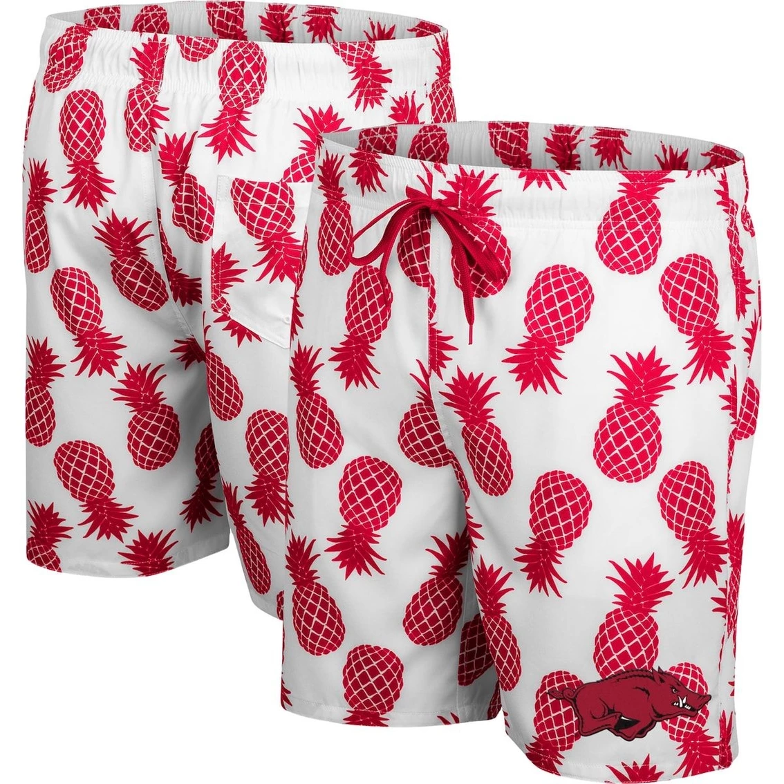 Colosseum Men's White/Cardinal Arkansas Razorbacks Pineapple Swim Shorts 1 Colosseum Men's White/Cardinal Arkansas Razorbacks Pineapple Swim Shorts