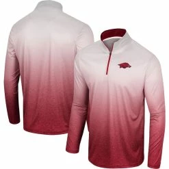 Colosseum Men's White/Cardinal Arkansas Razorbacks Laws Of Physics Quarter-Zip Windshirt